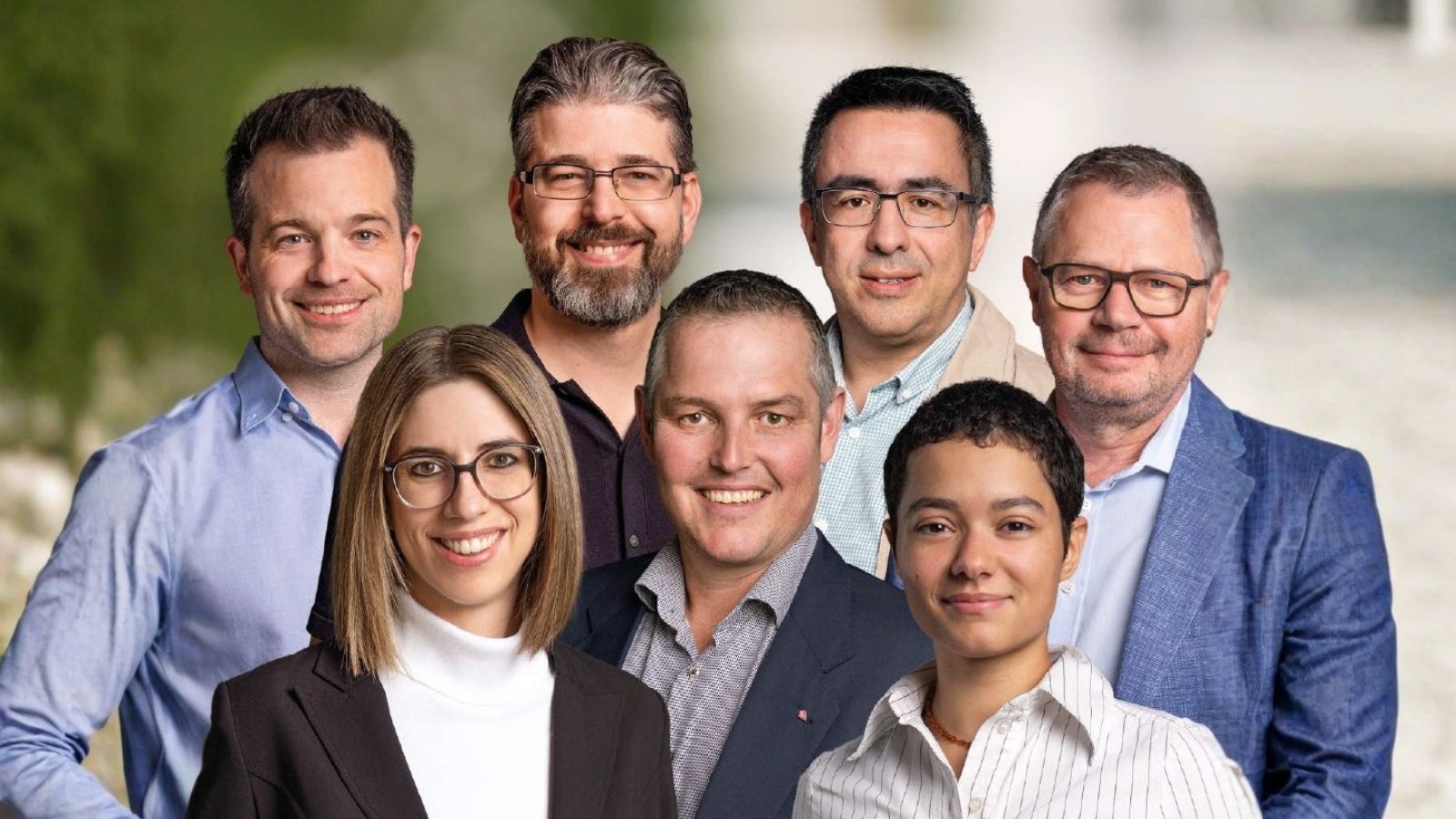 Die Kandidierenden der GLP Stadt Bülach (von links nach rechts): Christoph Meier, Patrizia Nötzli, Reto Zumstein, Andreas Müller, Gabriel Terlemez, Melina Dütschler und Lukas Zwygart