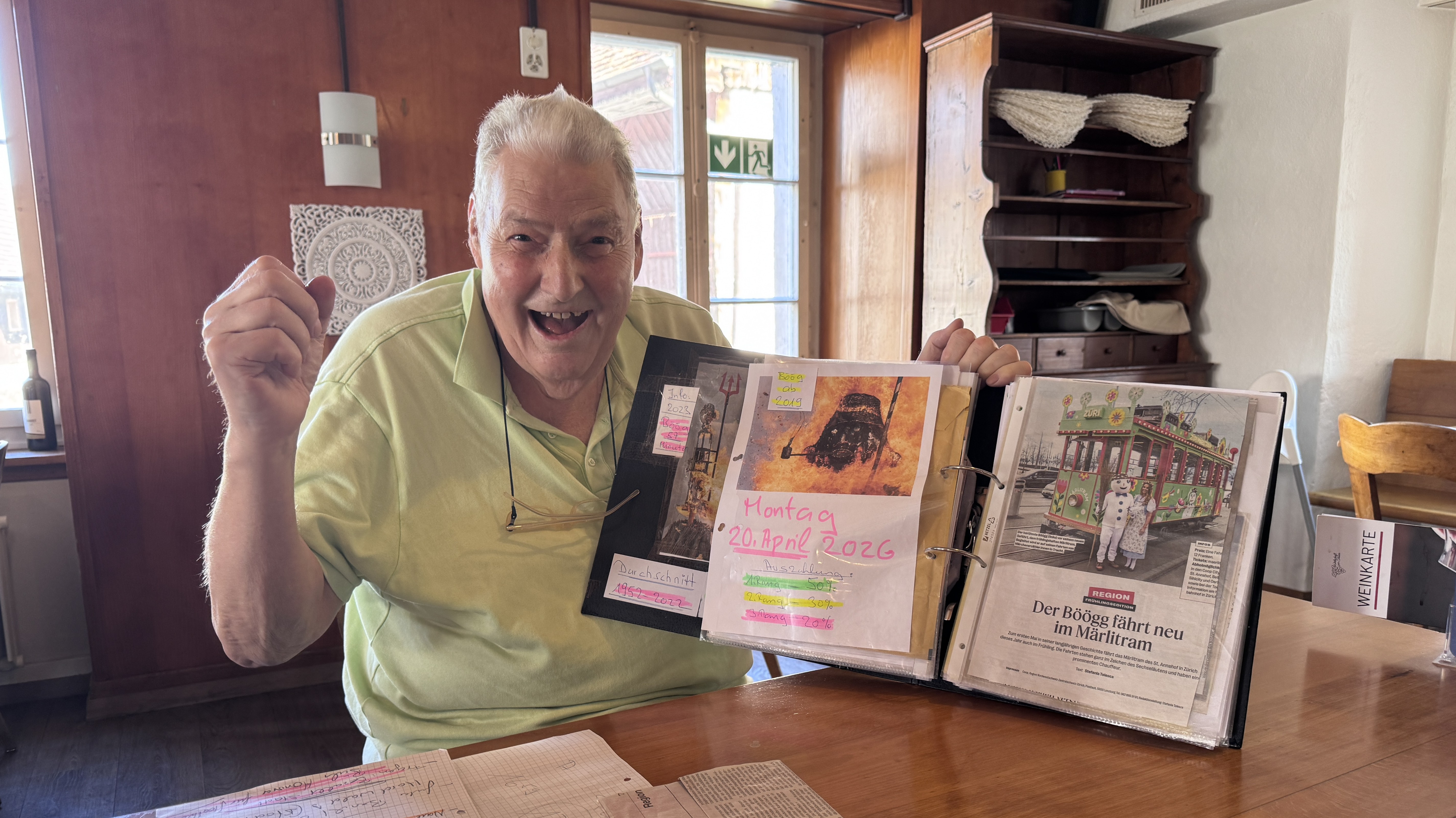 Hier wird nichts dem Zufall überlassen: Herr Jäger hat alles im Griff – auch den Böögg.