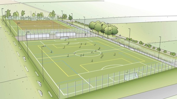 Visualisierung der geplanten Kunstrasenfelder